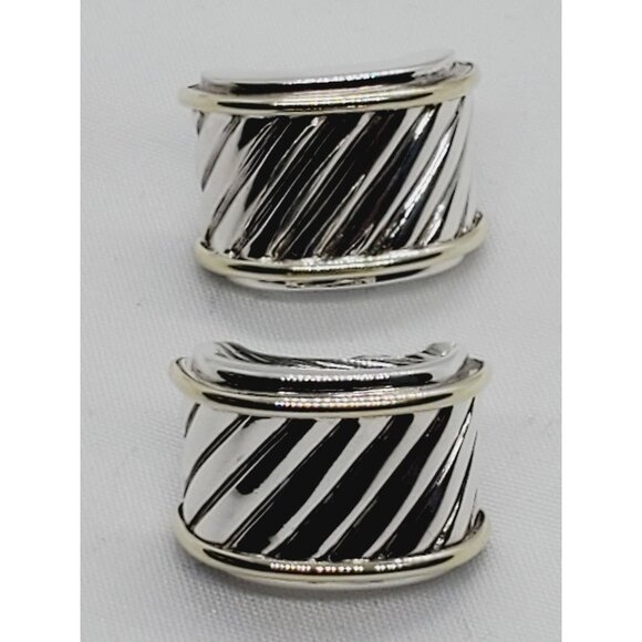 David Yurman 925 14K Cigar Band Thoroughbred Earrings READ!
